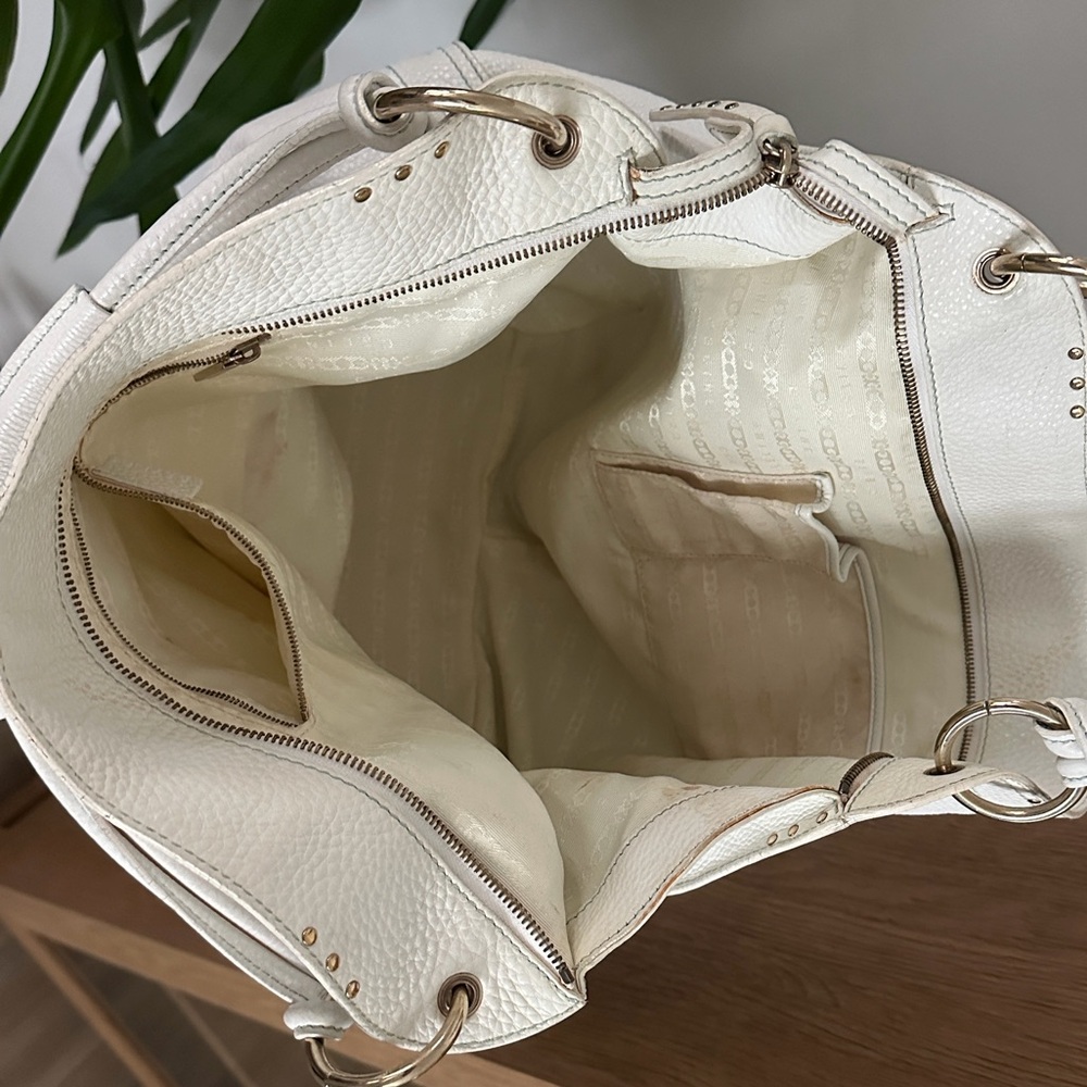 Celine White Bittersweet Large Pebbled Leather Hobo with Drawstring Vintage - Picture 10 of 16
